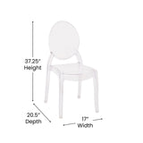 English Elm Commercial Grade Set of 4 Transparent Crystal Extra Wide Resin 700 LB. Weight Capacity Banquet & Event Ghost Chairs-Indoor/Outdoor Use