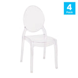 English Elm Commercial Grade Set of 4 Transparent Crystal Extra Wide Resin 700 LB. Weight Capacity Banquet & Event Ghost Chairs-Indoor/Outdoor Use