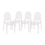 English Elm Commercial Grade Set of 4 Transparent Crystal Extra Wide Resin 700 LB. Weight Capacity Banquet & Event Ghost Chairs-Indoor/Outdoor Use