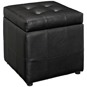 Modway Furniture Volt Modern Upholstered Vinyl Storage Ottoman - Stylish, Compact Design for Home Organization & Comfort EEI-1044-BLK