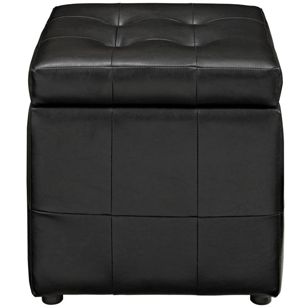 Modway Furniture Volt Modern Upholstered Vinyl Storage Ottoman - Stylish, Compact Design for Home Organization & Comfort EEI-1044-BLK
