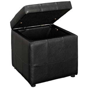 Modway Furniture Volt Modern Upholstered Vinyl Storage Ottoman - Stylish, Compact Design for Home Organization & Comfort EEI-1044-BLK