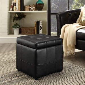 Modway Furniture Volt Modern Upholstered Vinyl Storage Ottoman - Stylish, Compact Design for Home Organization & Comfort EEI-1044-BLK