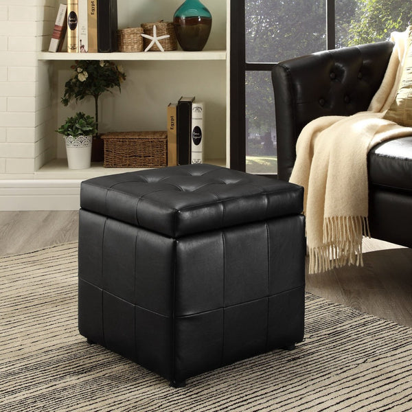 Modway Furniture Volt Modern Upholstered Vinyl Storage Ottoman - Stylish, Compact Design for Home Organization & Comfort EEI-1044-BLK