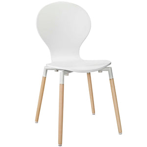 Modway Furniture Path Dining Wood Side Chair - Elegant Mid-Century Design with Durable Beech Legs for Modern Spaces EEI-1053-WHI