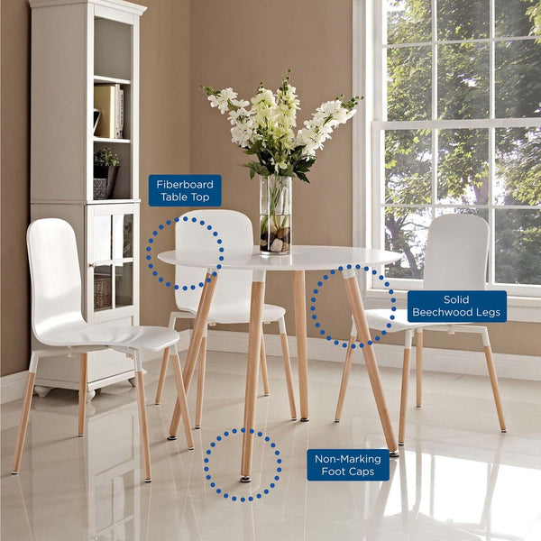 Modway Furniture Track Round Dining Table by Modway - Minimalist Design for Modern Dining Spaces, Easy Assembly EEI-1055-WHI
