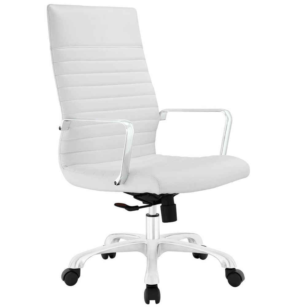 Modway Furniture Finesse Highback Office Chair - Ergonomic Comfort, Stylish Ribbed Vinyl, Adjustable Features & Mobility EEI-1061-WHI