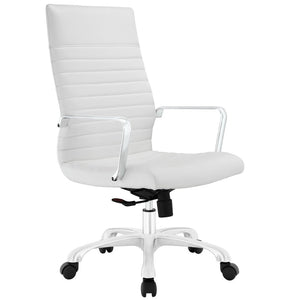 Modway Furniture Finesse Highback Office Chair - Ergonomic Comfort, Stylish Ribbed Vinyl, Adjustable Features & Mobility EEI-1061-WHI