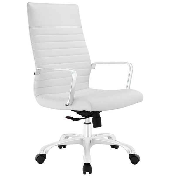 Modway Furniture Finesse Highback Office Chair - Ergonomic Comfort, Stylish Ribbed Vinyl, Adjustable Features & Mobility EEI-1061-WHI