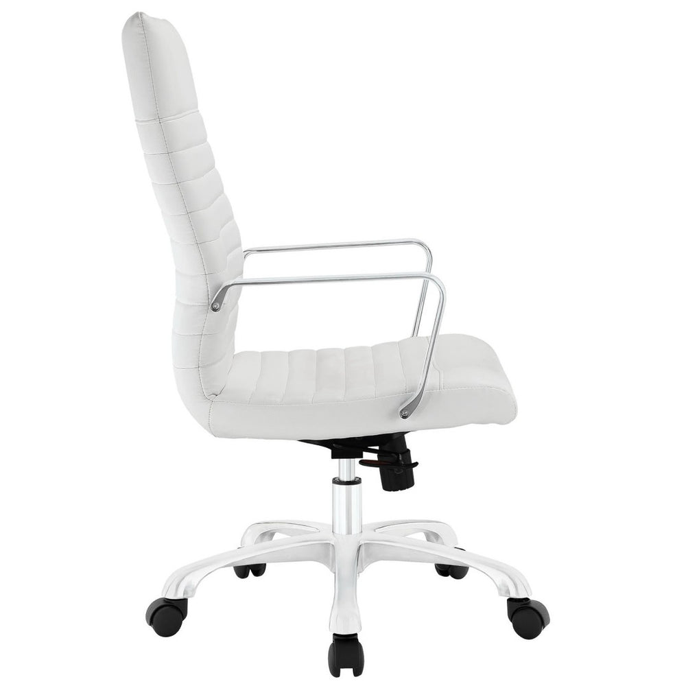 Modway Furniture Finesse Highback Office Chair - Ergonomic Comfort, Stylish Ribbed Vinyl, Adjustable Features & Mobility EEI-1061-WHI