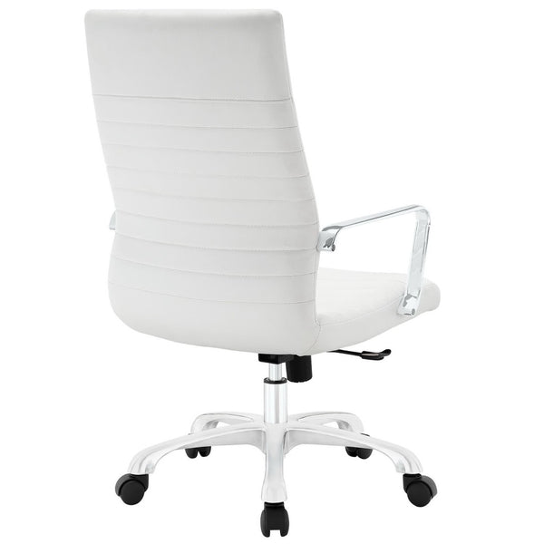 Modway Furniture Finesse Highback Office Chair - Ergonomic Comfort, Stylish Ribbed Vinyl, Adjustable Features & Mobility EEI-1061-WHI