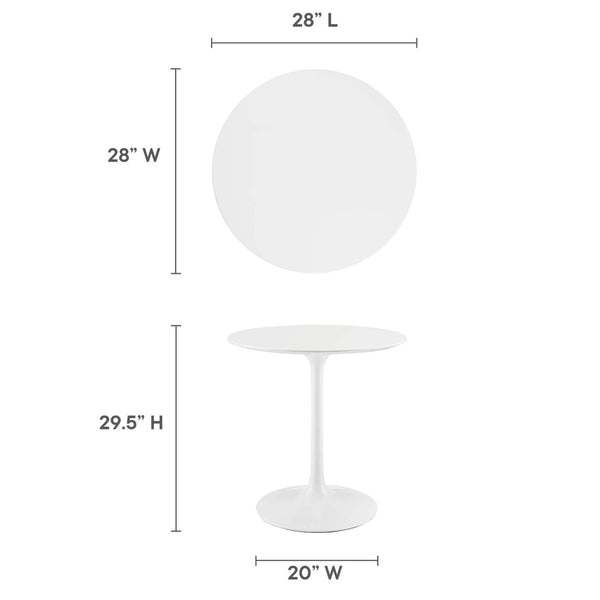 Modway Furniture Lippa 28" Round Wood Dining Table - Mid-Century Modern Design for Small Spaces & Cozy Dining EEI-1115-WHI