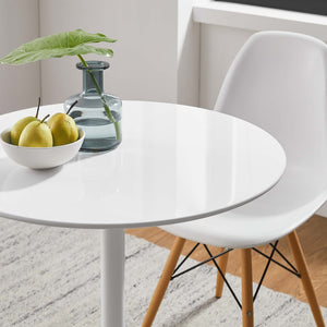 Modway Furniture Lippa 28" Round Wood Dining Table - Mid-Century Modern Design for Small Spaces & Cozy Dining EEI-1115-WHI