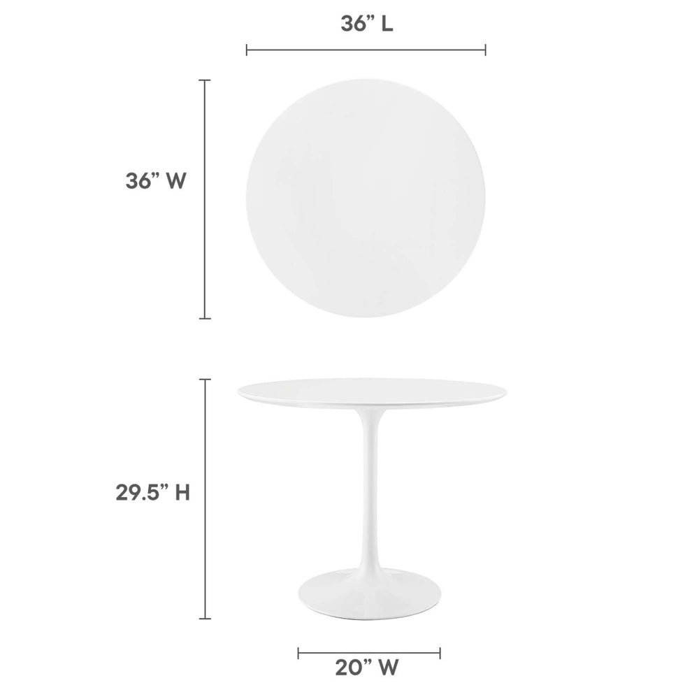 Modway Furniture Lippa 36" Round Wood Dining Table - Modern Mid-Century Style for Small Spaces & Easy Cleaning EEI-1116-WHI