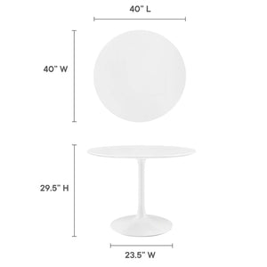 Modway Furniture Lippa 40" Round Wood Dining Table - Mid-Century Modern Design with High-Gloss Finish for 4 Guests EEI-1117-WHI