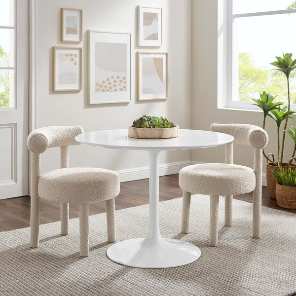 Modway Furniture Lippa 40" Round Wood Dining Table - Mid-Century Modern Design with High-Gloss Finish for 4 Guests EEI-1117-WHI