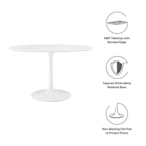 Modway Furniture Lippa 48" Round Mid-Century Modern Dining Table – High-Gloss Finish, Sleek Design, Seats 4 Comfortably EEI-1118-WHI