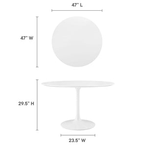 Modway Furniture Lippa 48" Round Mid-Century Modern Dining Table – High-Gloss Finish, Sleek Design, Seats 4 Comfortably EEI-1118-WHI