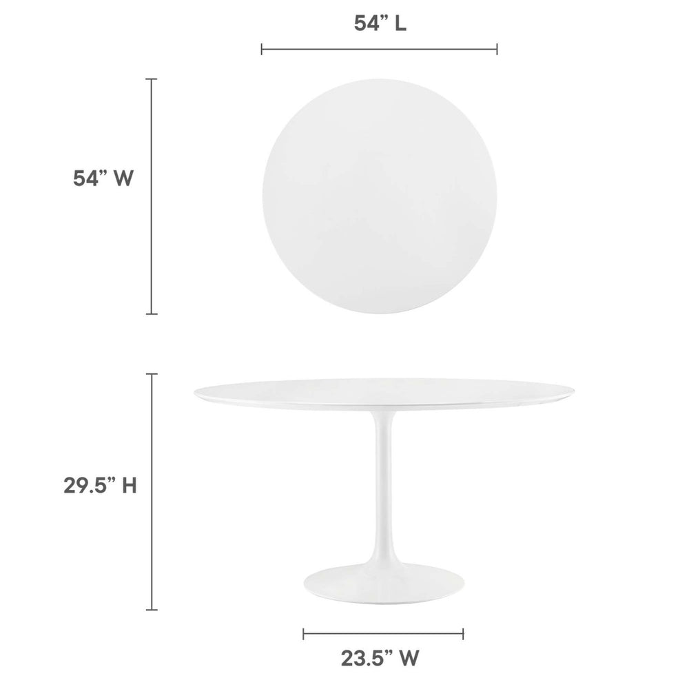 Modway Furniture Lippa 54" Round Wood Dining Table - Modern Pedestal Design, High-Gloss Finish & Easy Care Features EEI-1119-WHI