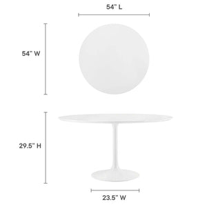 Modway Furniture Lippa 54" Round Wood Dining Table - Modern Pedestal Design, High-Gloss Finish & Easy Care Features EEI-1119-WHI
