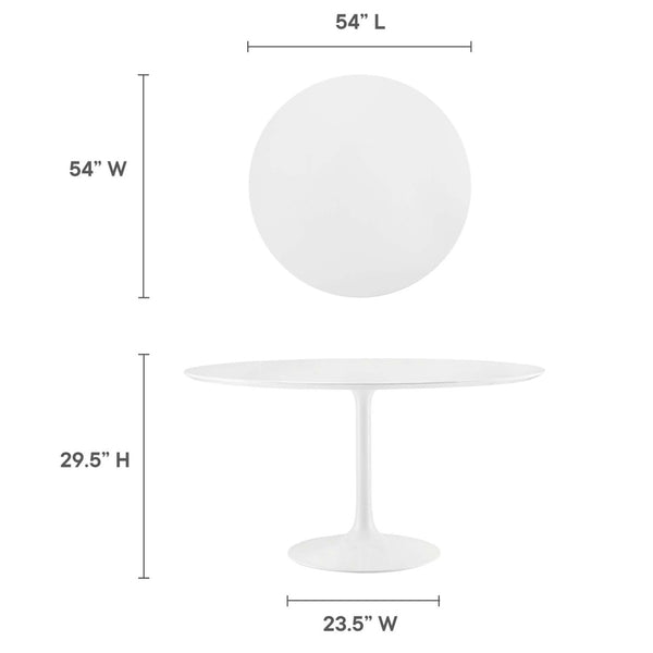 Modway Furniture Lippa 54" Round Wood Dining Table - Modern Pedestal Design, High-Gloss Finish & Easy Care Features EEI-1119-WHI