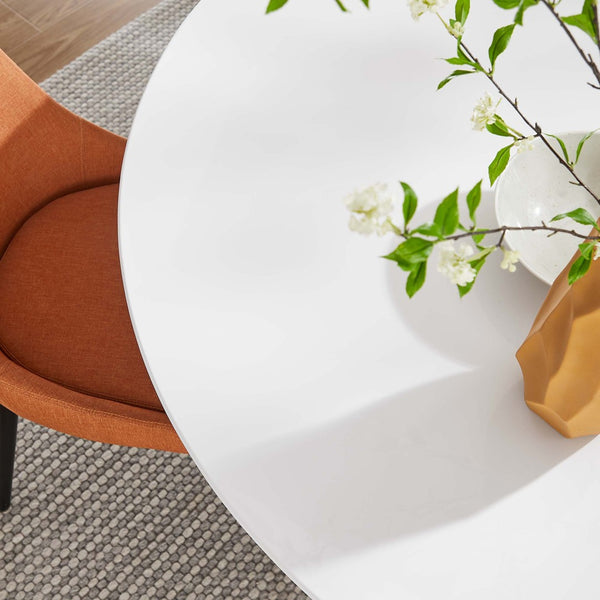 Modway Furniture Lippa 54" Round Wood Dining Table - Modern Pedestal Design, High-Gloss Finish & Easy Care Features EEI-1119-WHI