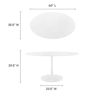 Modway Furniture Lippa 60" Oval Wood Dining Table - Mid-Century Modern Elegance for Stylish Dining & Entertaining EEI-1121-WHI