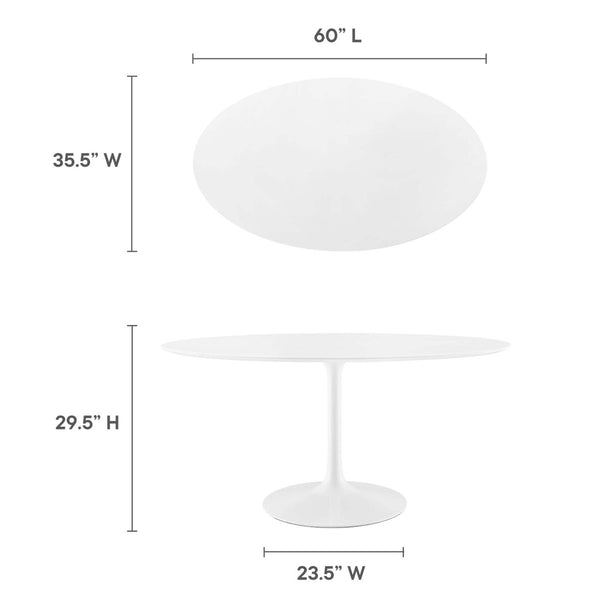 Modway Furniture Lippa 60" Oval Wood Dining Table - Mid-Century Modern Elegance for Stylish Dining & Entertaining EEI-1121-WHI