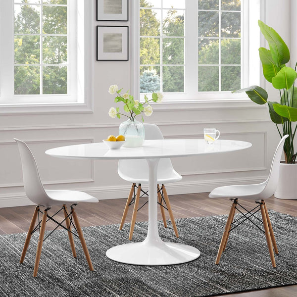 Modway Furniture Lippa 60" Oval Wood Dining Table - Mid-Century Modern Elegance for Stylish Dining & Entertaining EEI-1121-WHI