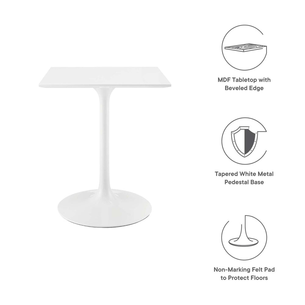 Modway Furniture Lippa 24" Square Dining Table - Modern Mid-Century Design for Small Spaces, Easy Assembly & Durable Finish EEI-1122-WHI