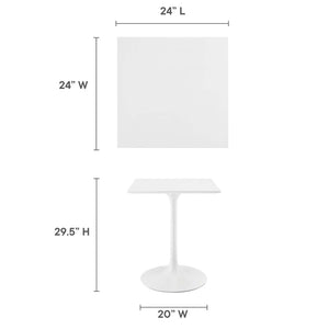 Modway Furniture Lippa 24" Square Dining Table - Modern Mid-Century Design for Small Spaces, Easy Assembly & Durable Finish EEI-1122-WHI