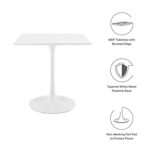 Modway Furniture Lippa 28" Square Wood Dining Table - Modern Mid-Century Style, Perfect for Small Spaces & Nooks EEI-1123-WHI