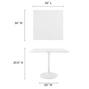 Modway Furniture Lippa 36" Square Wood Dining Table - Modern Mid-Century Design, Seats Four, Easy to Clean Finish EEI-1124-WHI