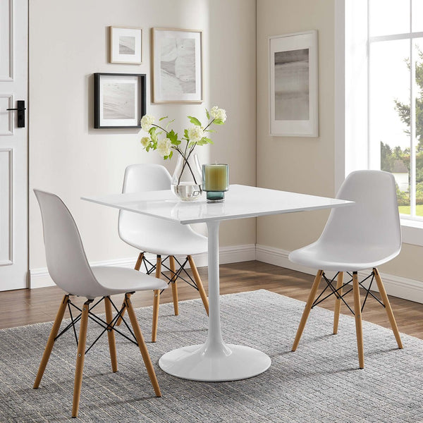 Modway Furniture Lippa 36" Square Wood Dining Table - Modern Mid-Century Design, Seats Four, Easy to Clean Finish EEI-1124-WHI