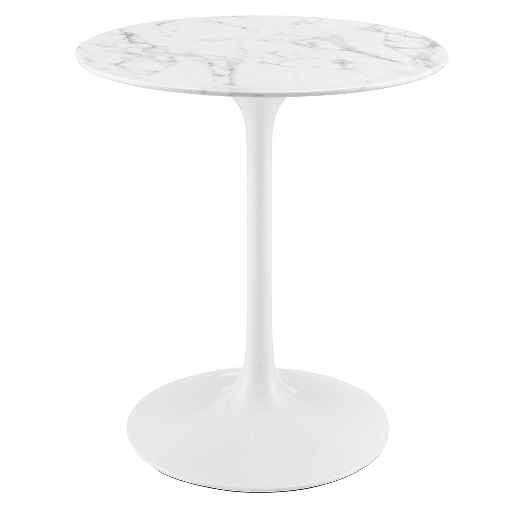 Modway Furniture Lippa 28" Round Faux Marble Dining Table – Chic Mid-Century Pedestal for Small Spaces & Nooks EEI-1128-WHI
