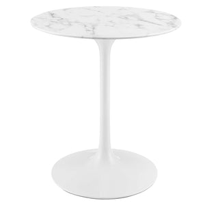 Modway Furniture Lippa 28" Round Faux Marble Dining Table – Chic Mid-Century Pedestal for Small Spaces & Nooks EEI-1128-WHI