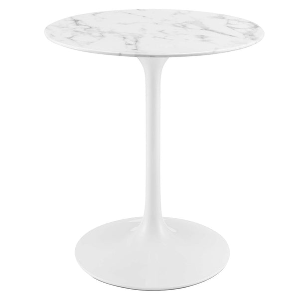 Modway Furniture Lippa 28" Round Faux Marble Dining Table – Chic Mid-Century Pedestal for Small Spaces & Nooks EEI-1128-WHI