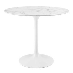 Modway Furniture Lippa 36" Round Faux Marble Dining Table - Elegant Mid-Century Charm for Cozy Spaces and Style EEI-1129-WHI