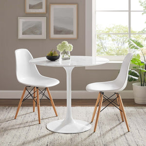 Modway Furniture Lippa 36" Round Faux Marble Dining Table - Elegant Mid-Century Charm for Cozy Spaces and Style EEI-1129-WHI