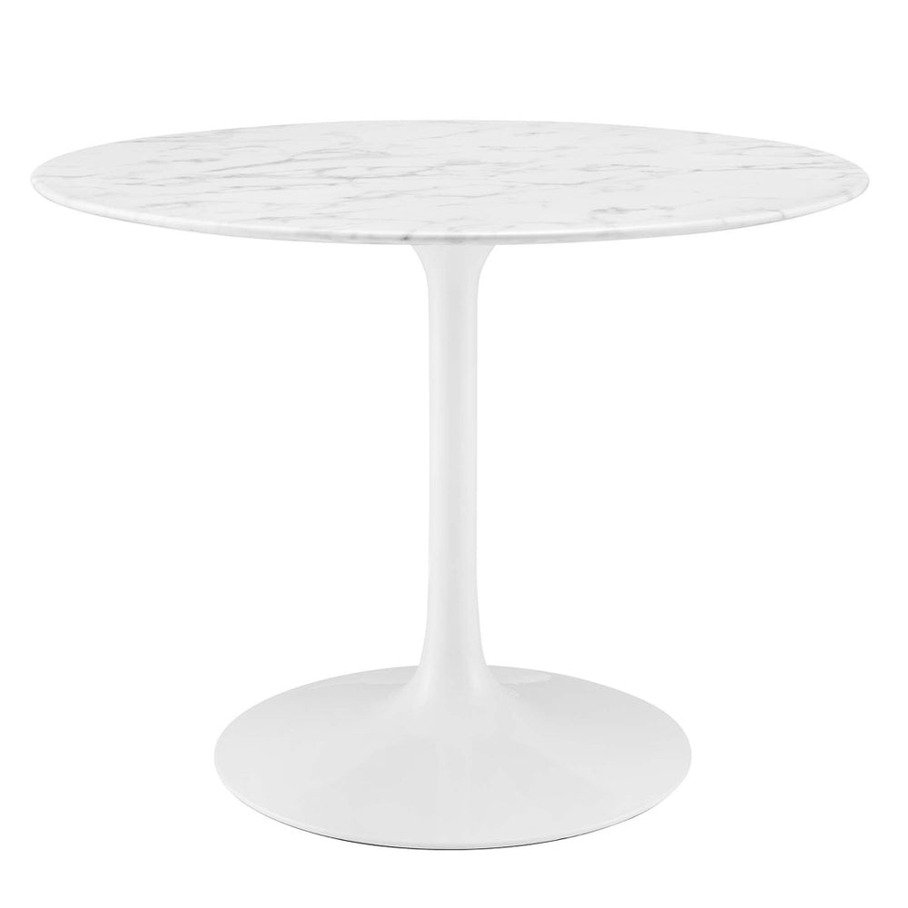 Modway Furniture Lippa 40" Round Faux Marble Dining Table - Mid-Century Modern Style for Small Spaces & Intimate Meals EEI-1130-WHI