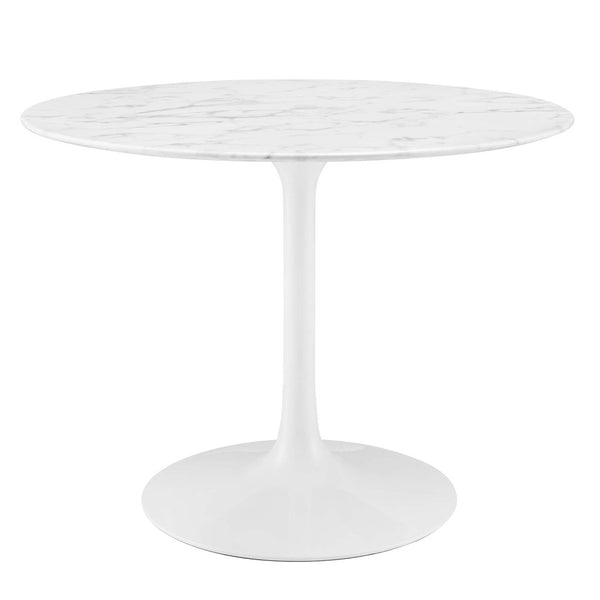 Modway Furniture Lippa 40" Round Faux Marble Dining Table - Mid-Century Modern Style for Small Spaces & Intimate Meals EEI-1130-WHI