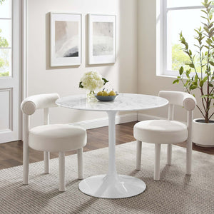 Modway Furniture Lippa 40" Round Faux Marble Dining Table - Mid-Century Modern Style for Small Spaces & Intimate Meals EEI-1130-WHI
