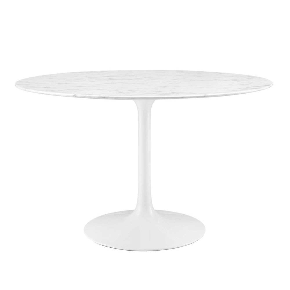 Modway Furniture Lippa 48" Round Faux Marble Dining Table - Chic Mid-Century Design for Modern Homes & Gatherings EEI-1131-WHI