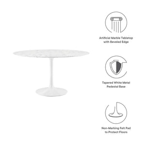 Modway Furniture Lippa 48" Round Faux Marble Dining Table - Chic Mid-Century Design for Modern Homes & Gatherings EEI-1131-WHI