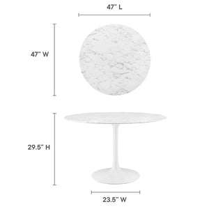 Modway Furniture Lippa 48" Round Faux Marble Dining Table - Chic Mid-Century Design for Modern Homes & Gatherings EEI-1131-WHI