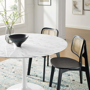 Modway Furniture Lippa 48" Round Faux Marble Dining Table - Chic Mid-Century Design for Modern Homes & Gatherings EEI-1131-WHI