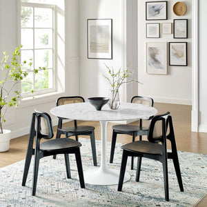 Modway Furniture Lippa 48" Round Faux Marble Dining Table - Chic Mid-Century Design for Modern Homes & Gatherings EEI-1131-WHI