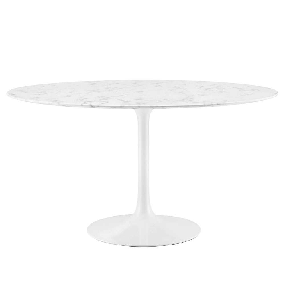 Modway Furniture Lippa 54" Round Faux Marble Dining Table - Mid-Century Elegance with Modern Durability & Style EEI-1132-WHI