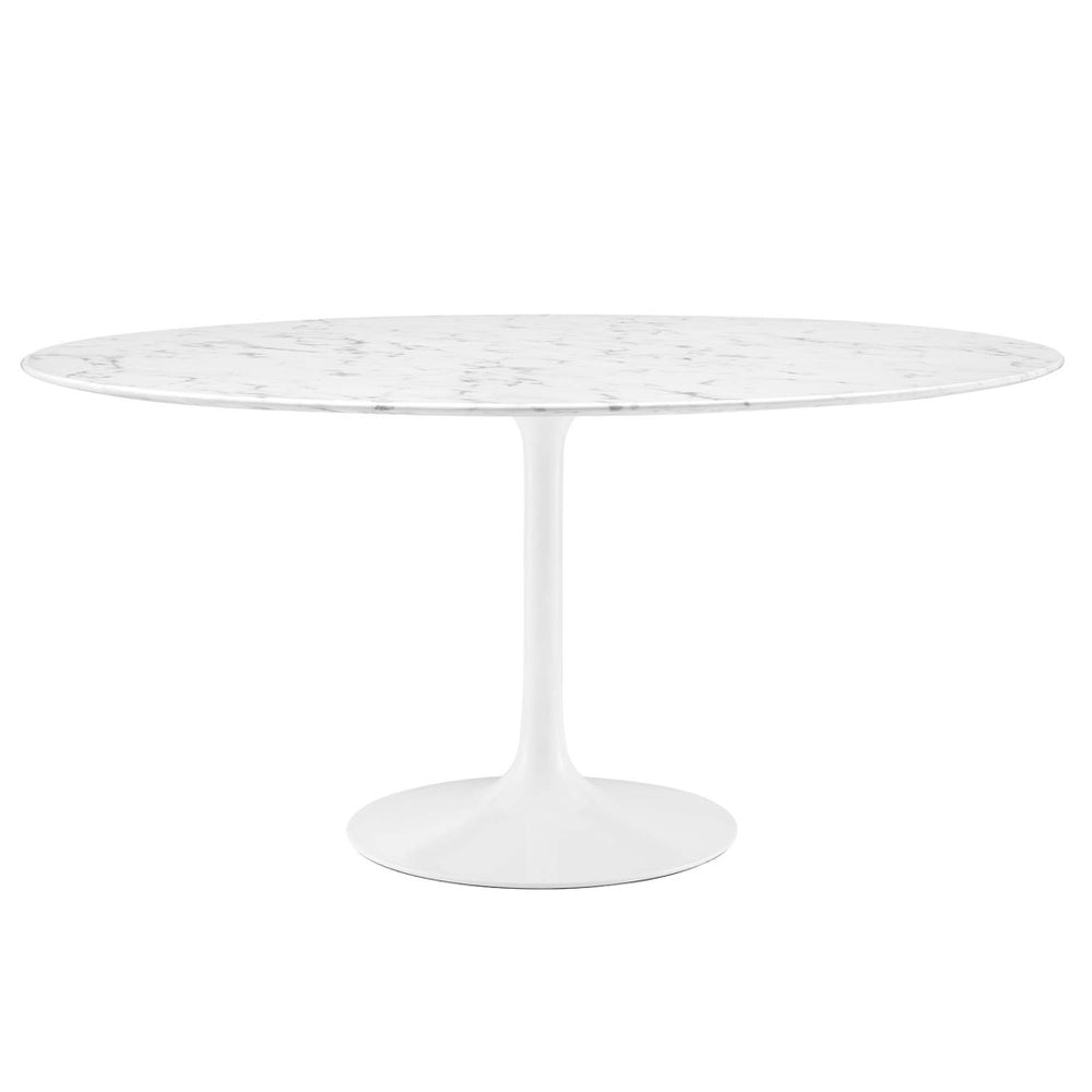 Modway Furniture Lippa 60" Round Faux Marble Dining Table – Mid-Century Charm with Modern Durability for Four EEI-1133-WHI