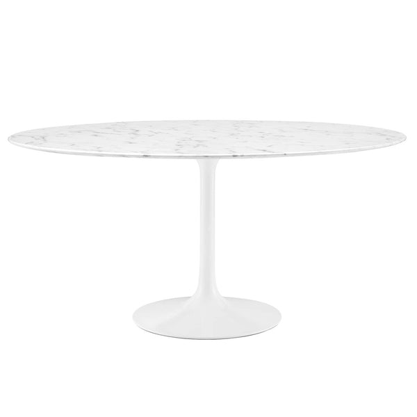 Modway Furniture Lippa 60" Round Faux Marble Dining Table – Mid-Century Charm with Modern Durability for Four EEI-1133-WHI